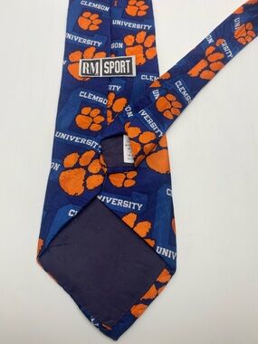 Clemson University Orange Paw Silk Tie - RM Sport # 0013
